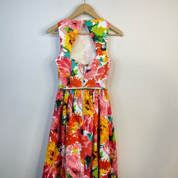 Eliza J Floral Fit and Flare Faille Sleeveless Open Back Classic Dress womens 2 - Picture 8 of 14